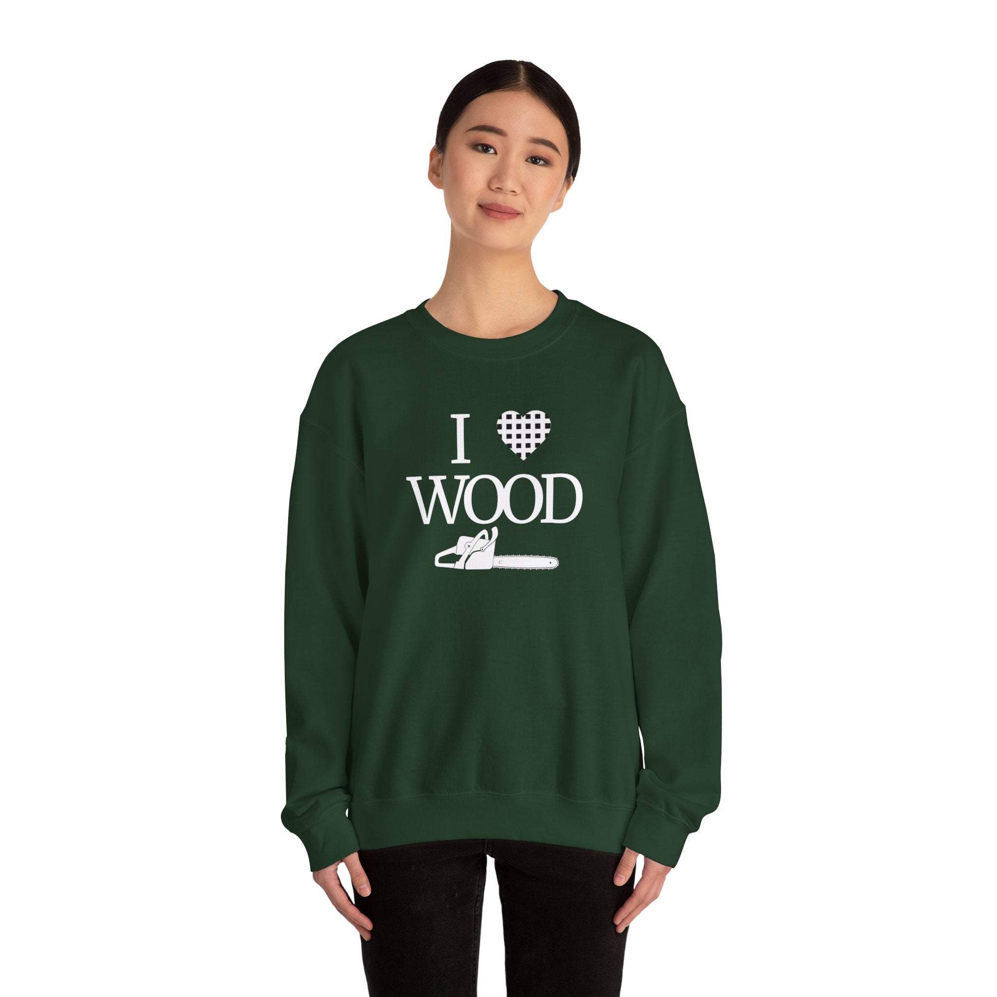 I Love Wood Unisex Crewneck Sweatshirt