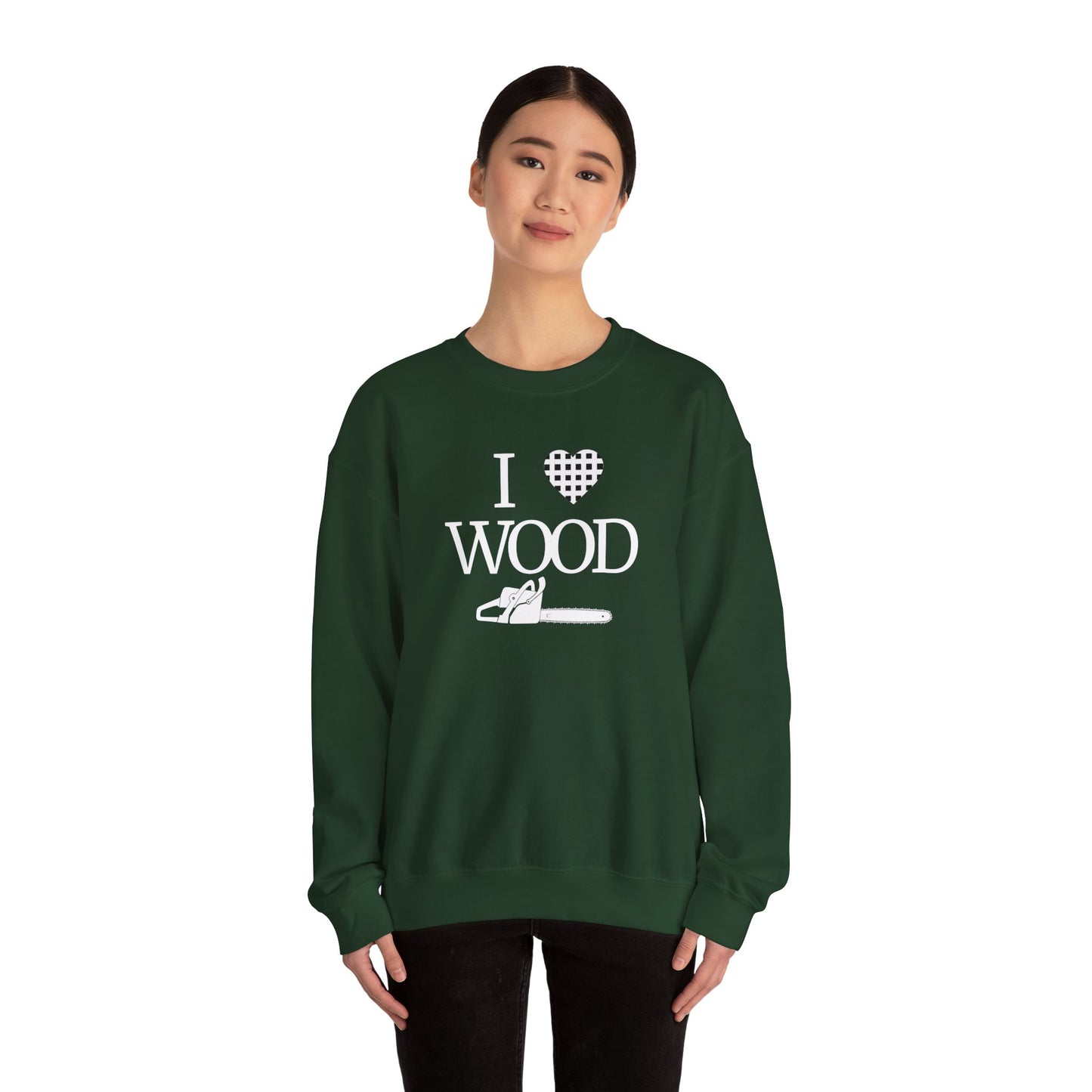 I Love Wood Unisex Crewneck Sweatshirt