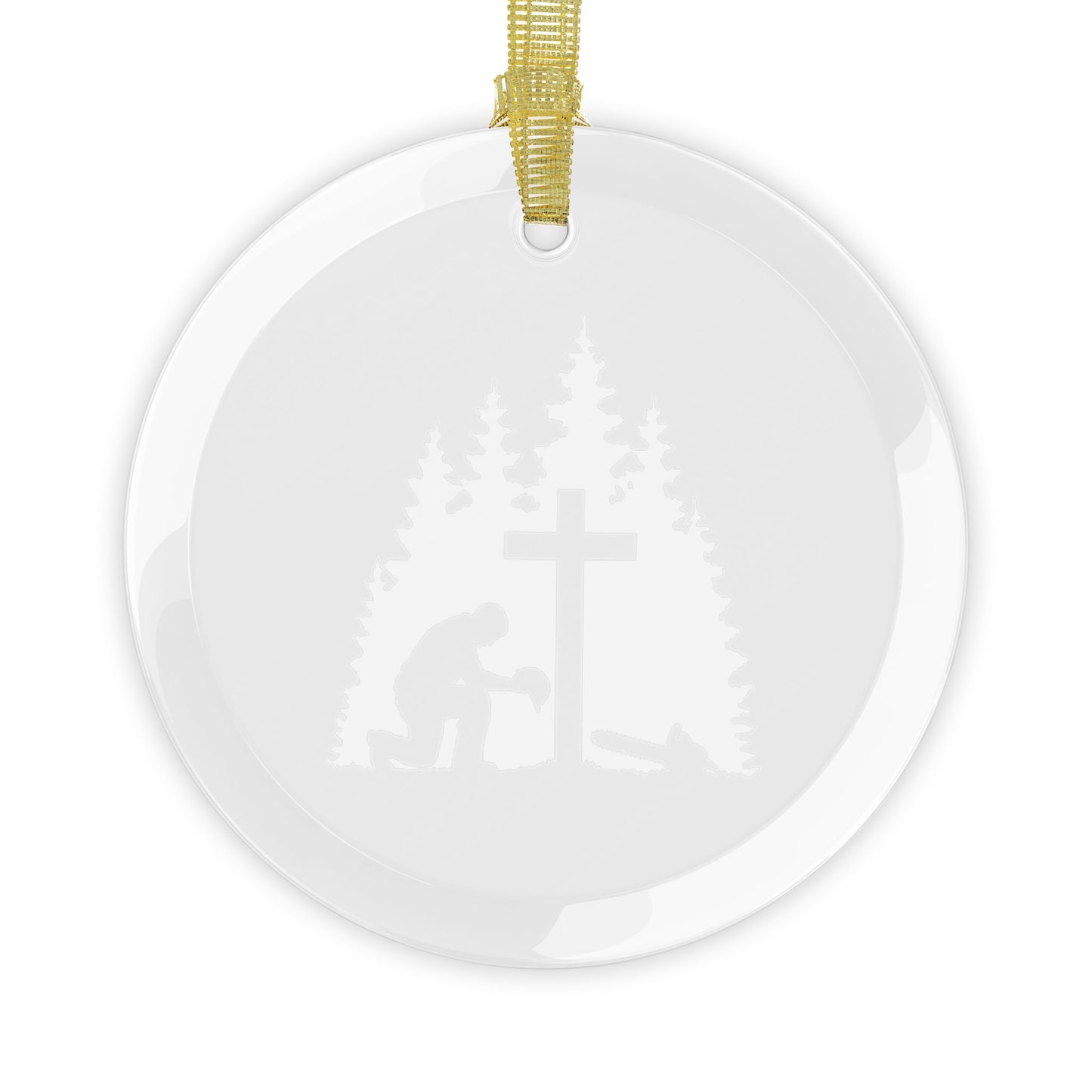 Chainsaw & a Prayer Glass Ornament