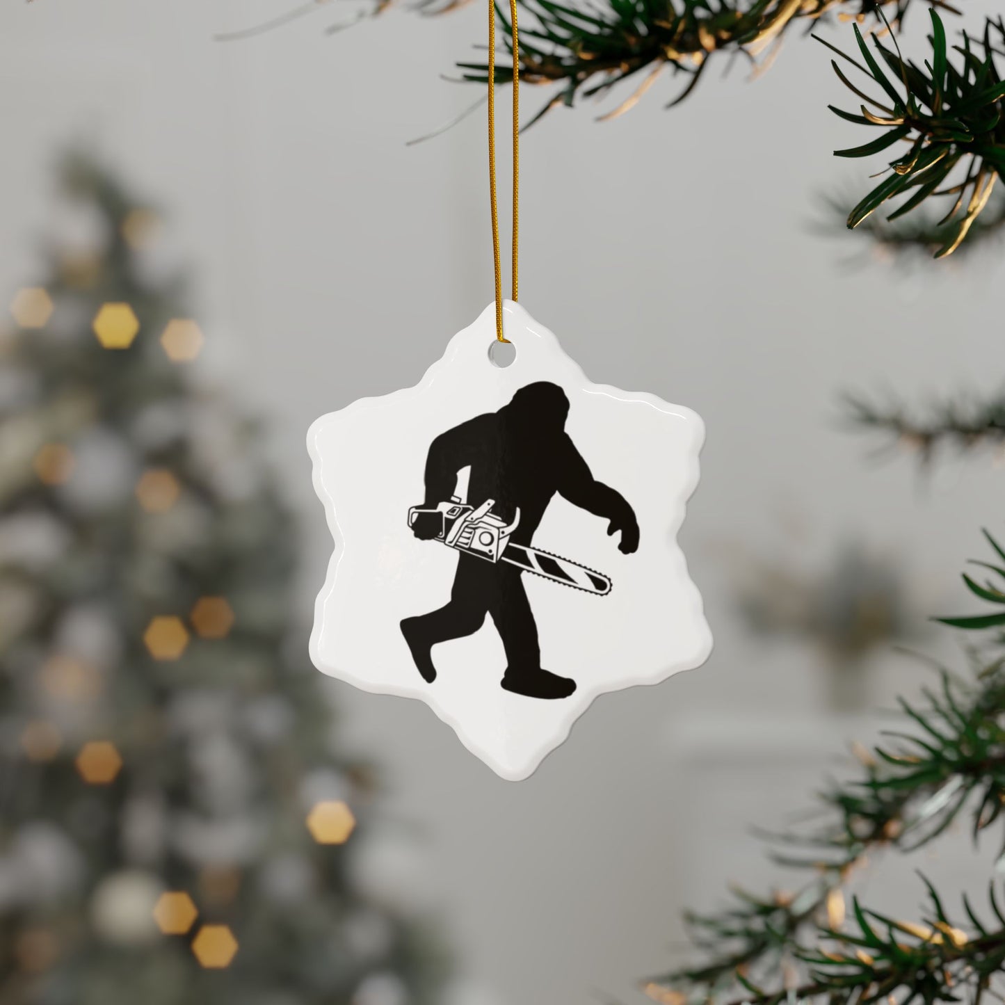 Sasquatch Chainsaw 2-Sided Ornament