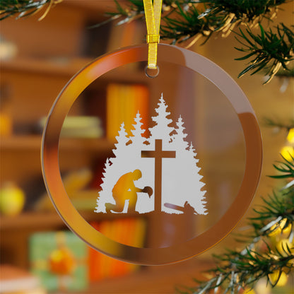 Chainsaw & a Prayer Glass Ornament