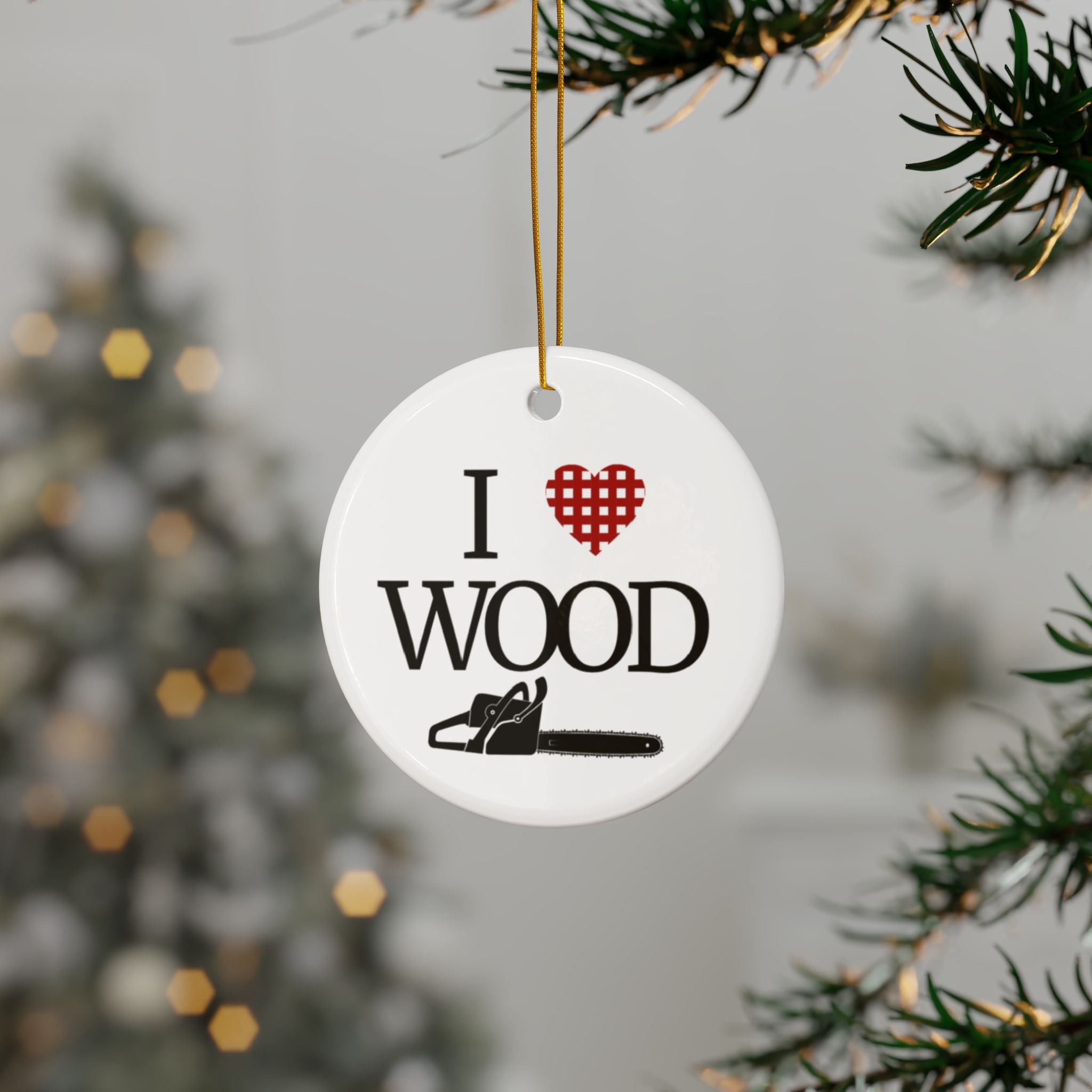 I Love Wood 2-Sided Ornament