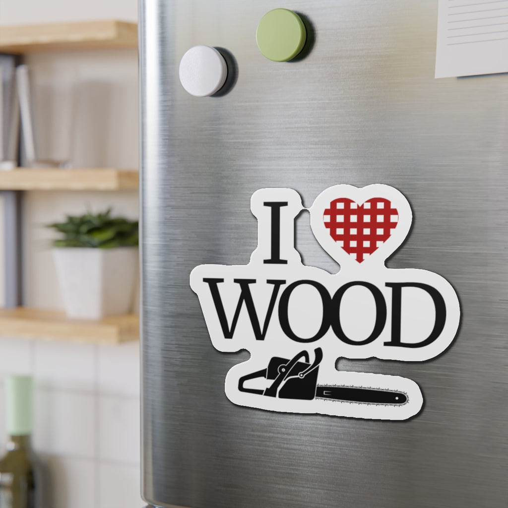 I Love Wood Die-Cut Magnet