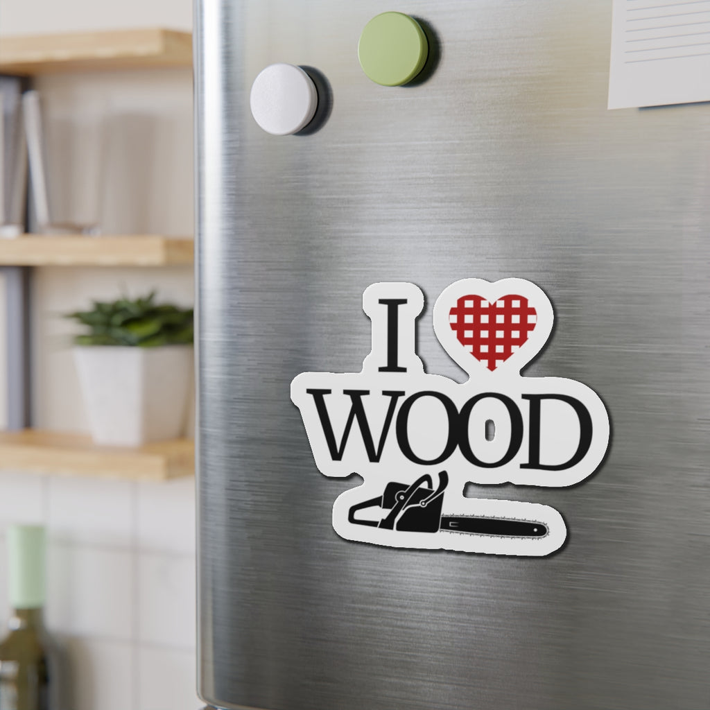 I Love Wood Die-Cut Magnet