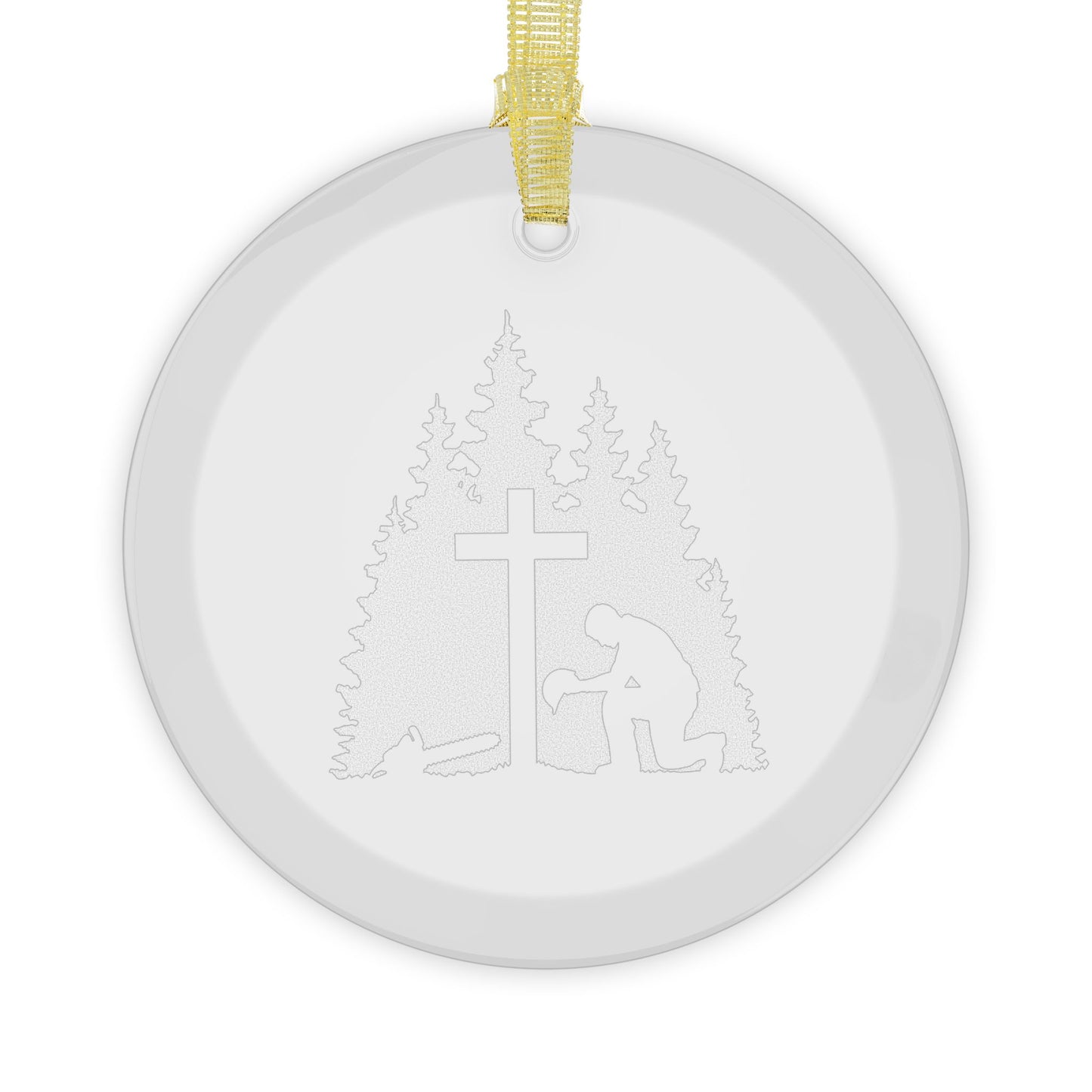 Chainsaw & a Prayer Glass Ornament