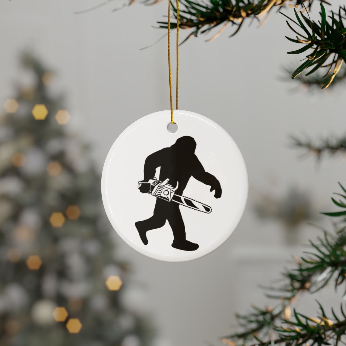 Sasquatch Chainsaw 2-Sided Ornament